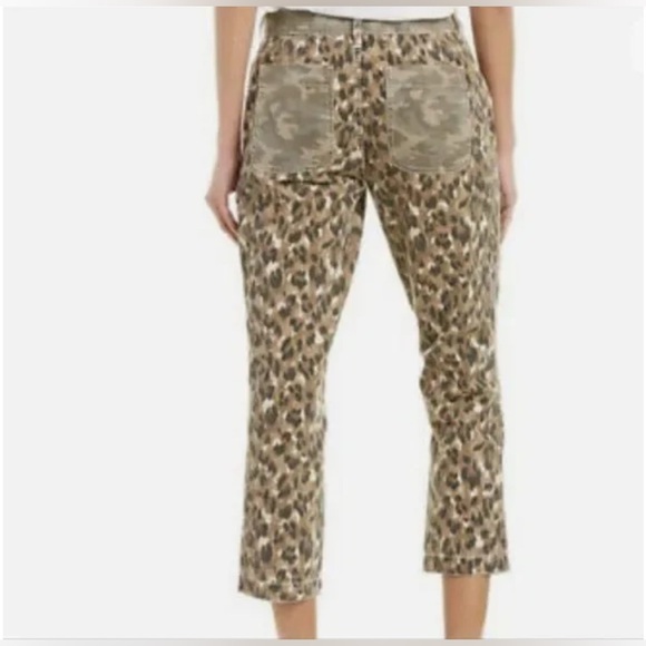 CURRENT/ELLIOTT The Clean Weslan Pantsin Camo Leopard Cropped pants size 26 A107 - Picture 2 of 5